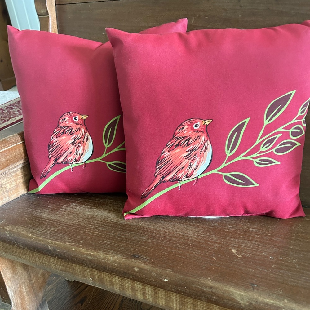 Artistic Red Bird Throw Pillows